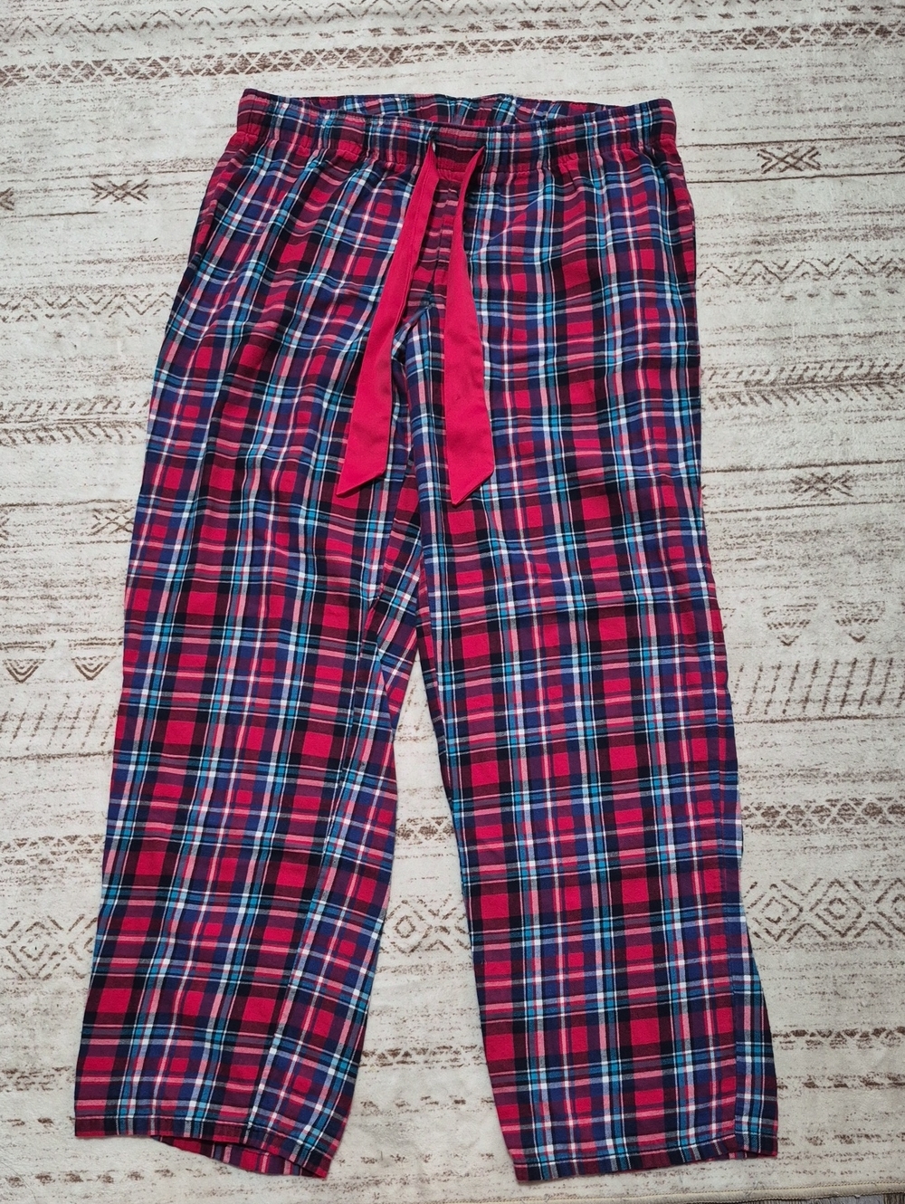 George Red and Navy Plaid Kids Pajama Bottoms